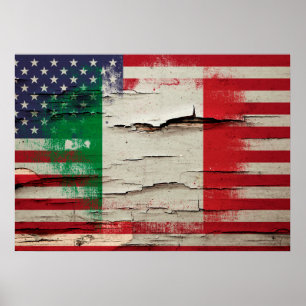 Affiches Drapeau américain italien de la peinture   de