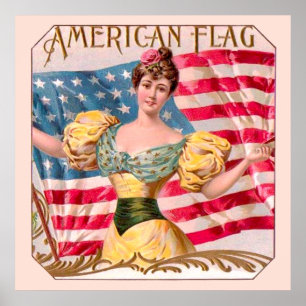 Affiches Drapeau américain Lady Liberty Independence