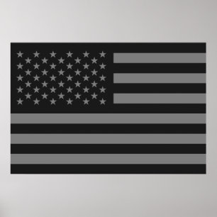 Affiches Drapeau américain noir gris