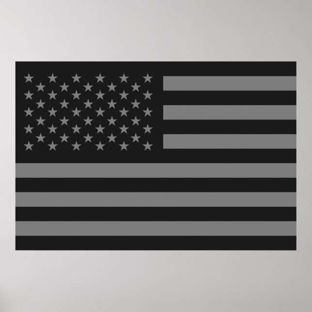 Affiches Drapeau américain noir gris (Devant)