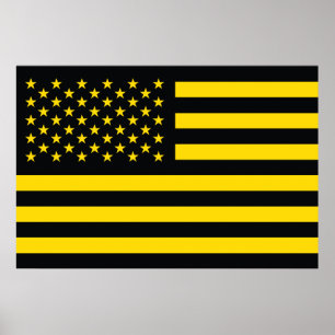Affiches Drapeau américain noir jaune