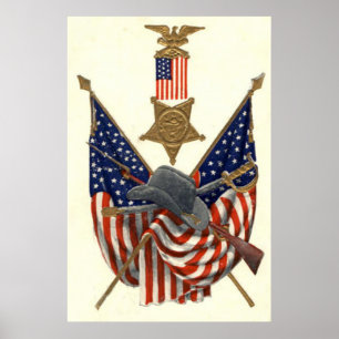 Affiches Drapeau américain Union Médaille de la guerre civi