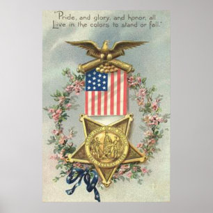 Affiches Drapeau américain Union Médaille de la guerre civi