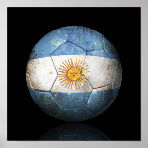 Affiches Drapeau argentin porté Football de football balle