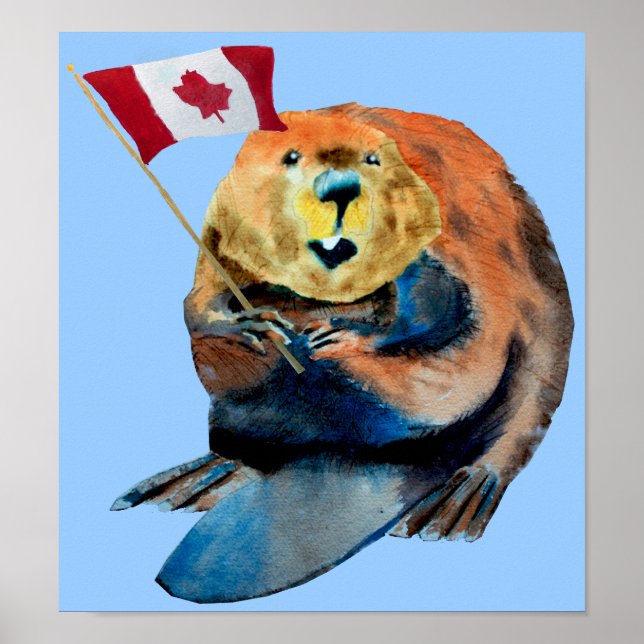 Affiches Drapeau canadien Beaver (Devant)