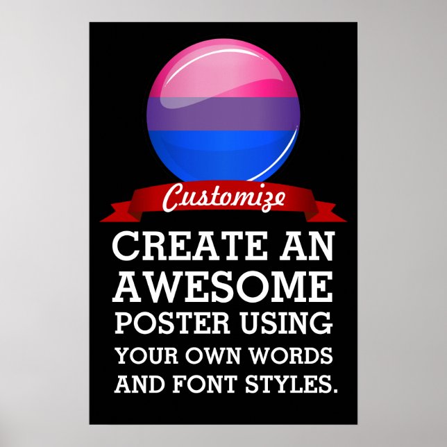 Affiches Drapeau de bisexualité ronde brillante (Devant)