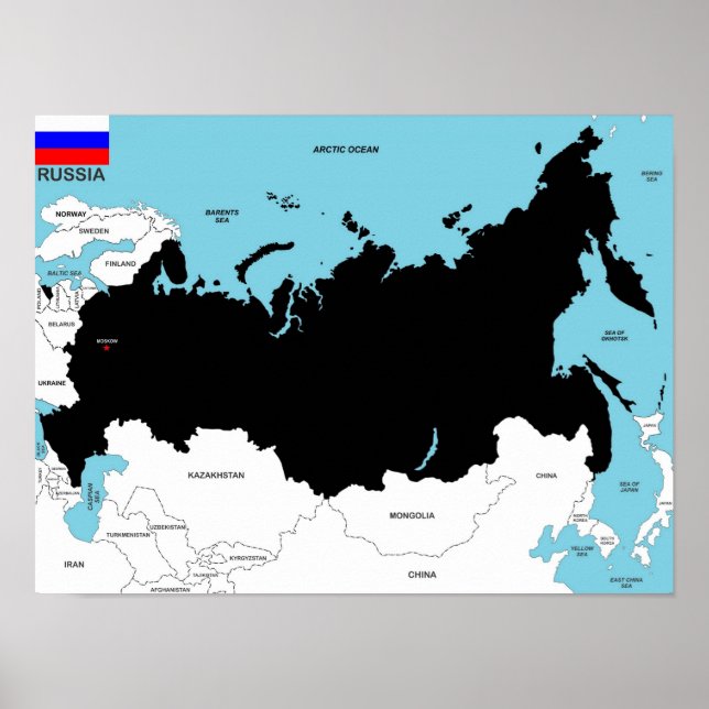 Affiches drapeau de la carte politique du pays de russie (Devant)