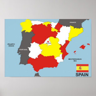 Affiches drapeau de la carte politique du pays d'espagne