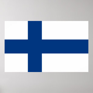 Affiches Drapeau de la Finlande Croix Bleue Suomi