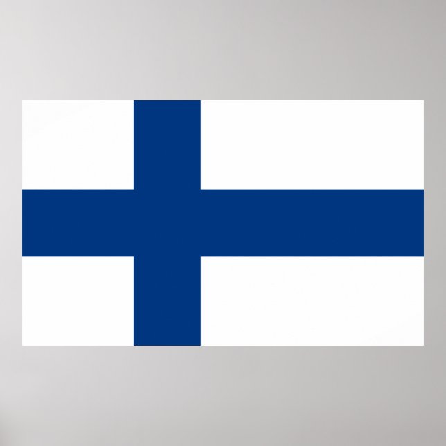Affiches Drapeau de la Finlande Croix Bleue Suomi (Devant)
