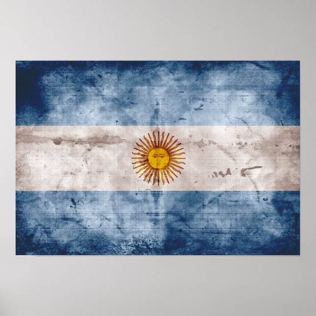 Affiches Drapeau de l'Argentine patinée (Devant)