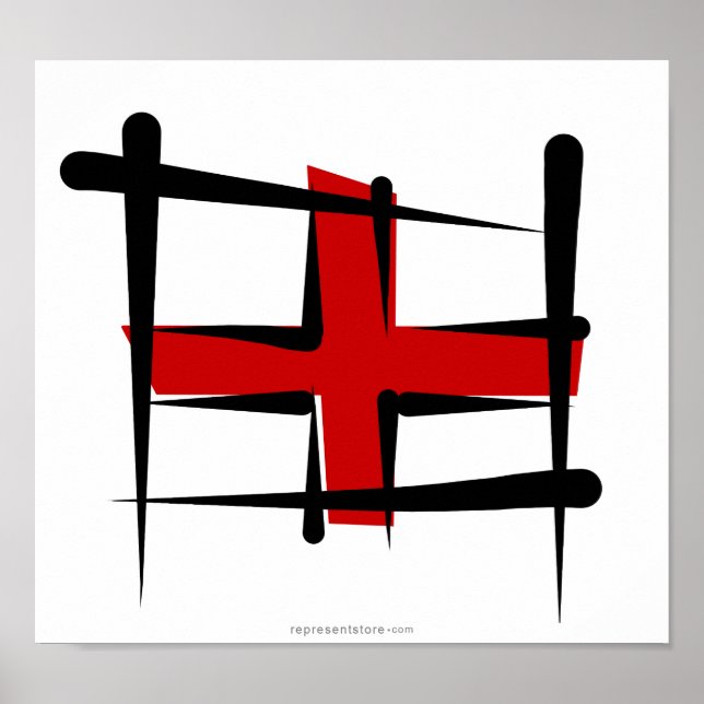 Affiches Drapeau de pinceau anglais (Devant)