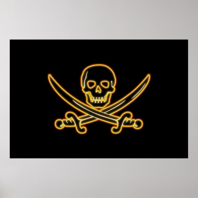 Affiches Drapeau de pirate Jolly roger brillant (Devant)