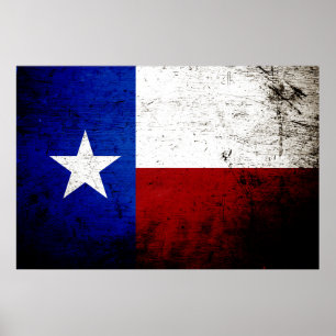 Affiches Drapeau d'état du Texas Grunge noir