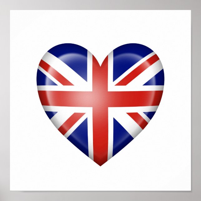 Affiches Drapeau du coeur britannique en blanc (Devant)