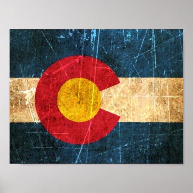 Affiches Drapeau du Colorado soufflé et porté (Devant)