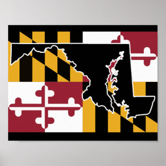 Affiches Drapeau du Maryland/affiche de l'État - noir