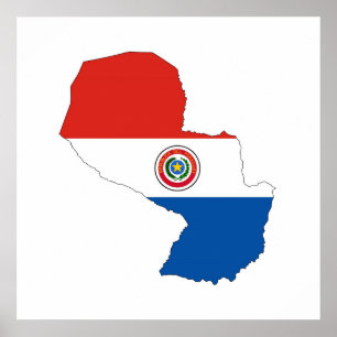 Affiches drapeau du pays du paraguay forme silhouette