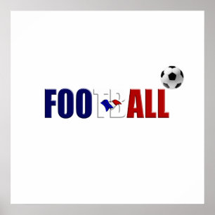 Affiches Drapeau français de football couleurs logo cadeaux