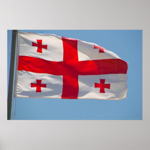 Affiches Drapeau géorgien dans le vent