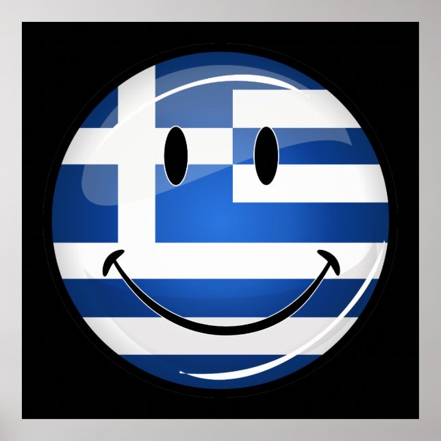 Affiches Drapeau grec souriant (Devant)