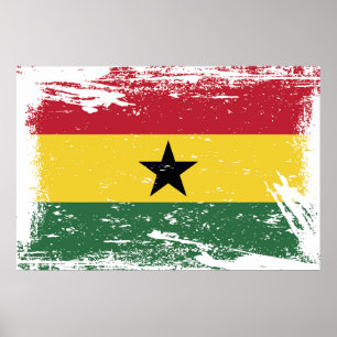 Affiches Drapeau Grunge Ghana
