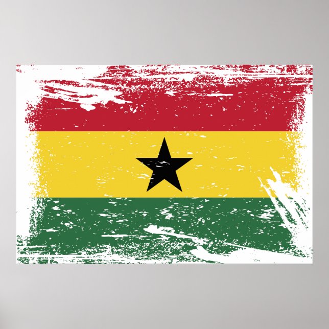 Affiches Drapeau Grunge Ghana (Devant)