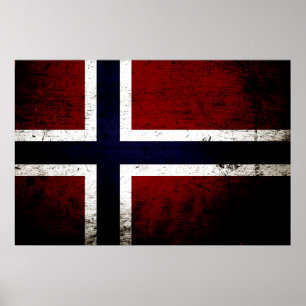 Affiches Drapeau grunge noir de la Norvège
