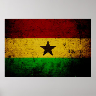Affiches Drapeau grunge noir du Ghana