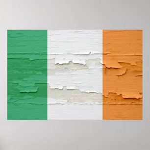 Affiches Drapeau irlandais Patiné