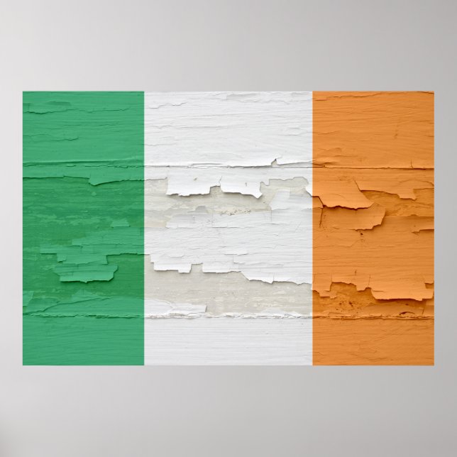 Affiches Drapeau irlandais Patiné (Devant)
