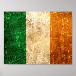 Affiches Drapeau irlandais Vintage rayé et usé