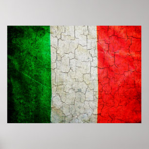 Affiches Drapeau italien fissuré