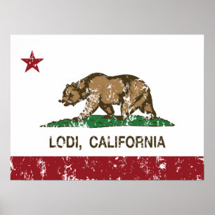 Affiches Drapeau Lodi d'état de la Californie