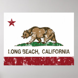 Affiches Drapeau Long Beach California Republic