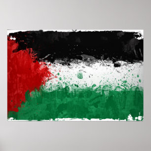 Affiches Drapeau Palestine Paint Art Grunge