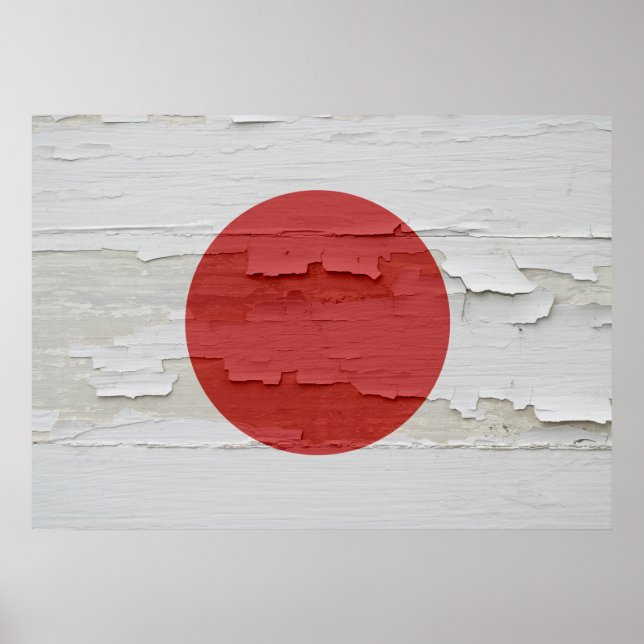 Affiches Drapeau Patiné du Japon (Devant)