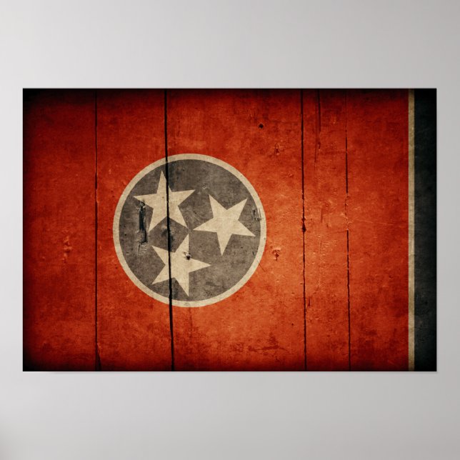 Affiches Drapeau robuste en bois Tennessee (Devant)