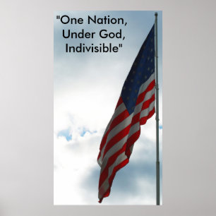 Affiches Drapeau sur le ciel bleu, "Une nation, sous Dieu,