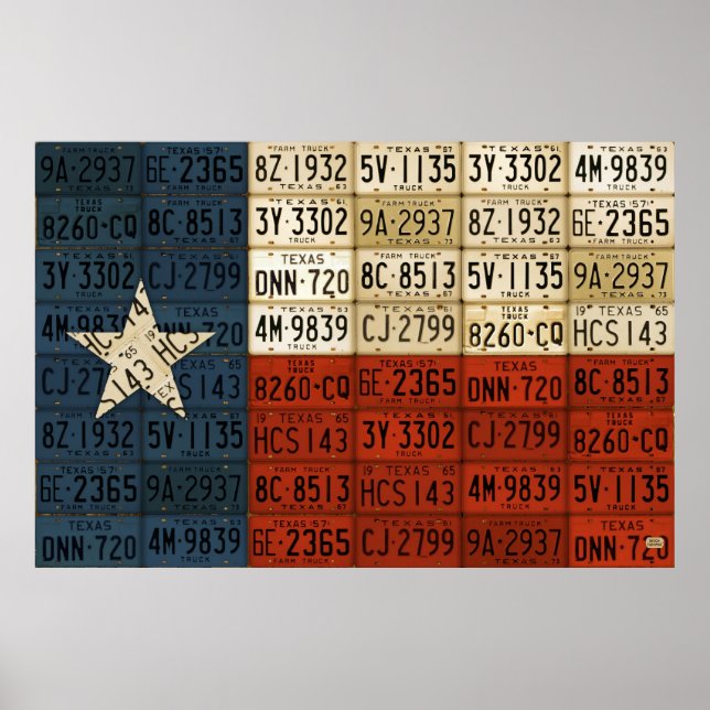 Affiches Drapeau Texas Lone Star State License Plate Art (Devant)