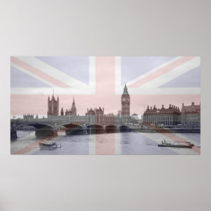 Affiches Drapeau Union Jack Skyline de Londres