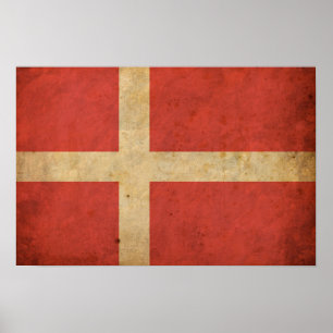 Affiches Drapeau vintage du Danemark