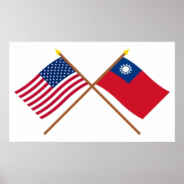 Affiches Drapeaux croisés des États-Unis et de Taiwan (Devant)