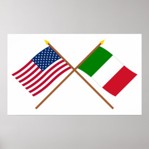 Affiches Drapeaux croisés États-Unis et Italie