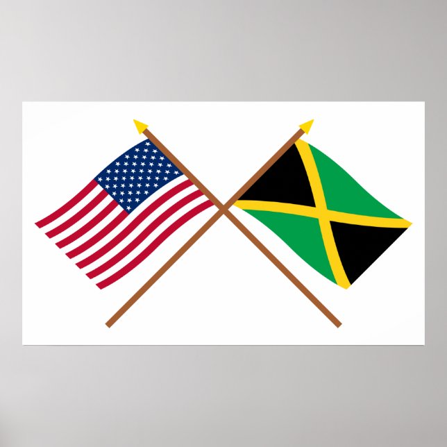 Affiches Drapeaux croisés États-Unis et Jamaïque (Devant)
