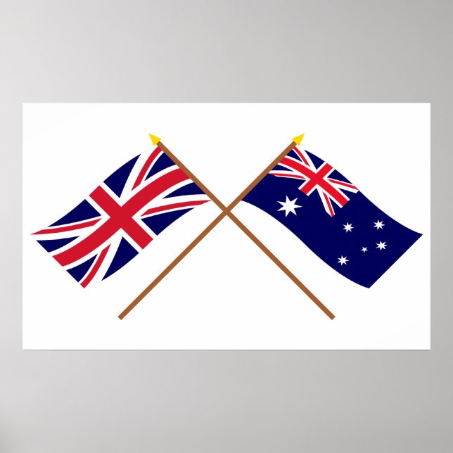 Affiches Drapeaux croisés Royaume-Uni et Australie (Devant)