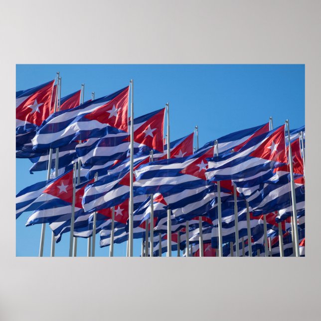 Affiches Drapeaux cubains qui flottent (Devant)