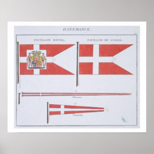 Affiches Drapeaux danois, tiré d'un livre français de Drape