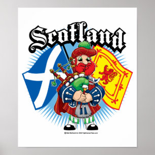 Affiches Drapeaux et joueur de pipeau de l'Ecosse
