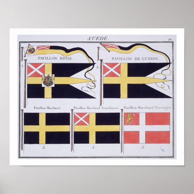Affiches Drapeaux scandinaves, tiré d'un livre français de  (Devant)